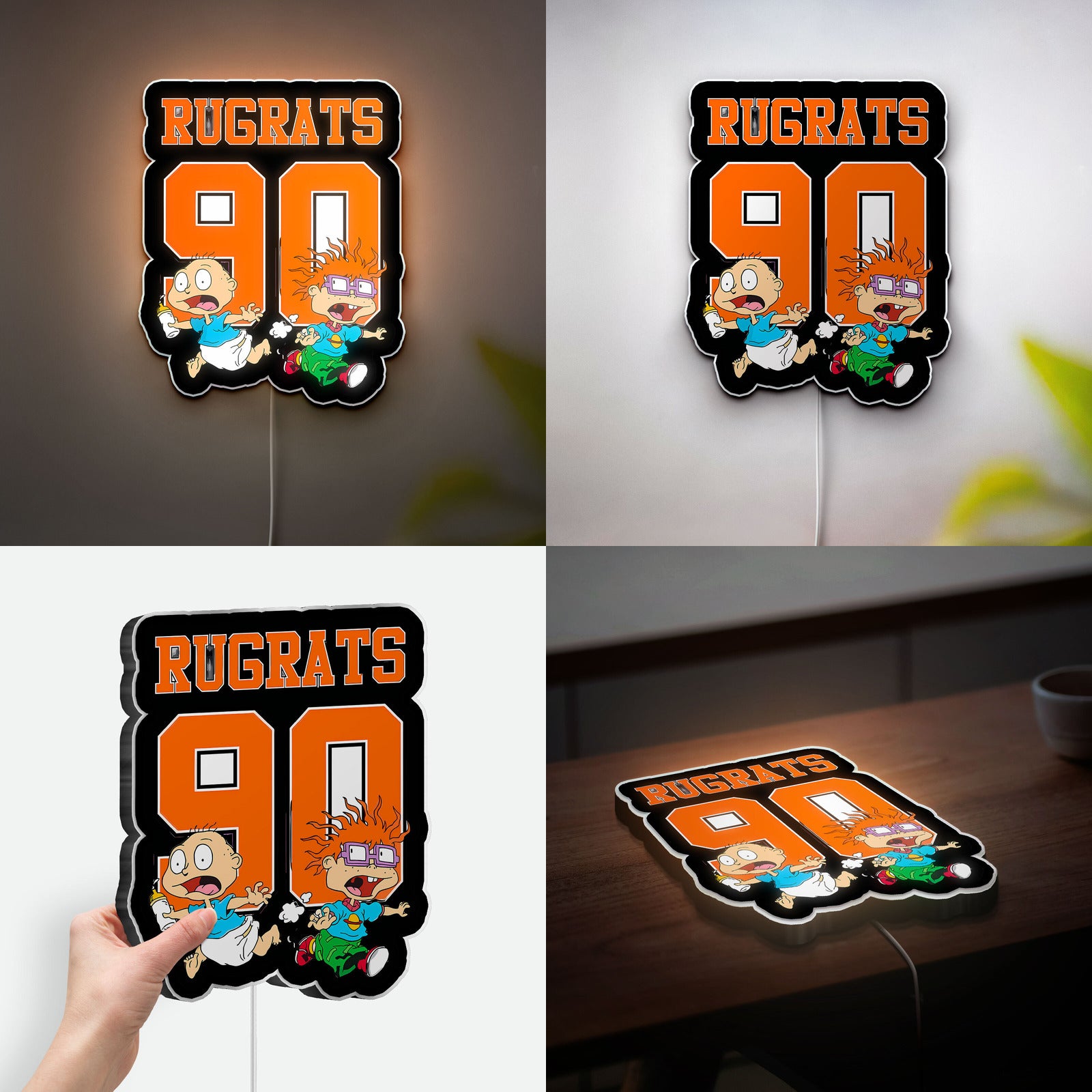 Rugrats Glow Light - 90s Cartoon Night Lamp, Tommy & Friends LED Sign, Nostalgic Kids Room Decor with Soft Glow 