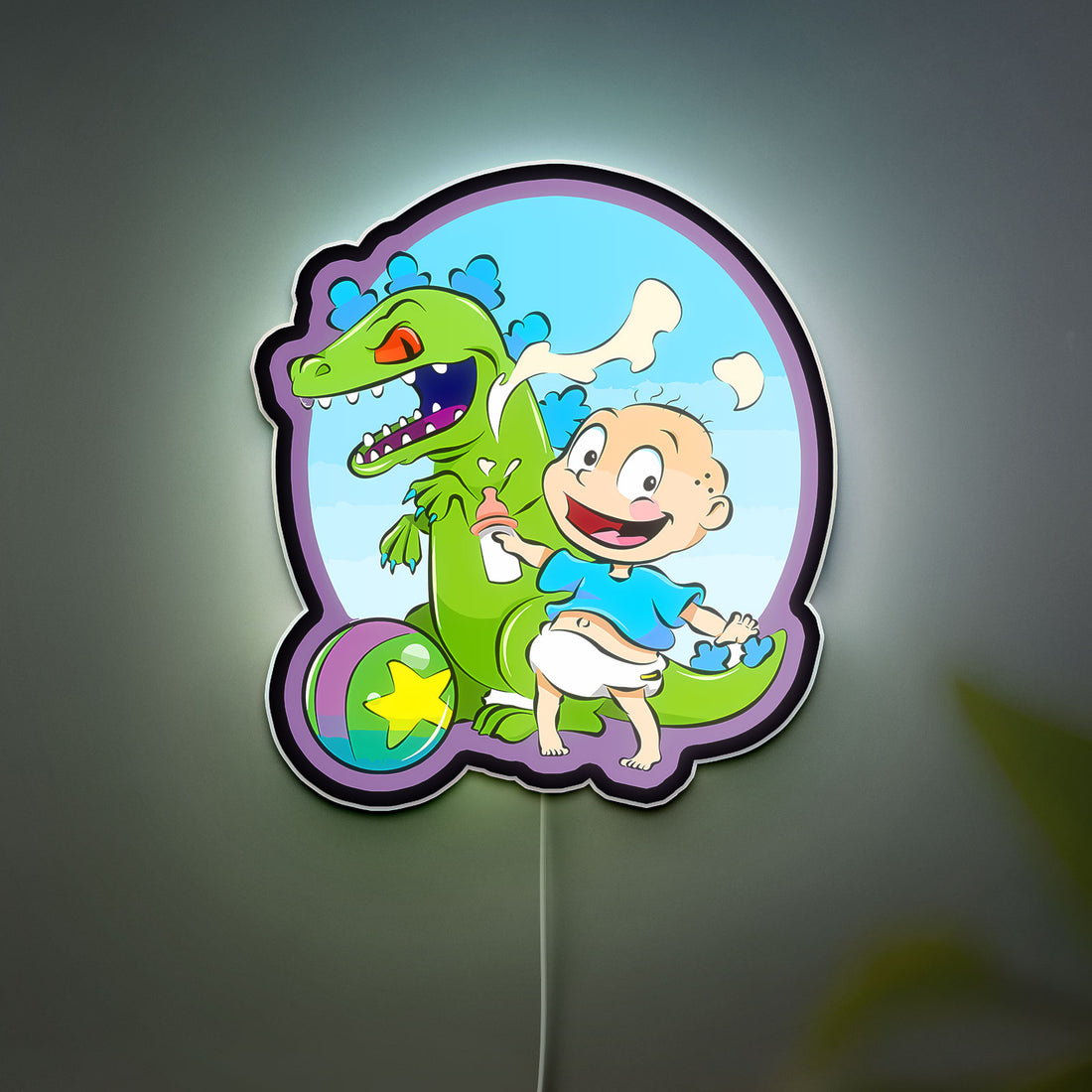 Rugrats Glow Light - 90s Cartoon Night Lamp, Nickelodeon LED Sign, Kids Room Decor with Nostalgic TV Show Characters 