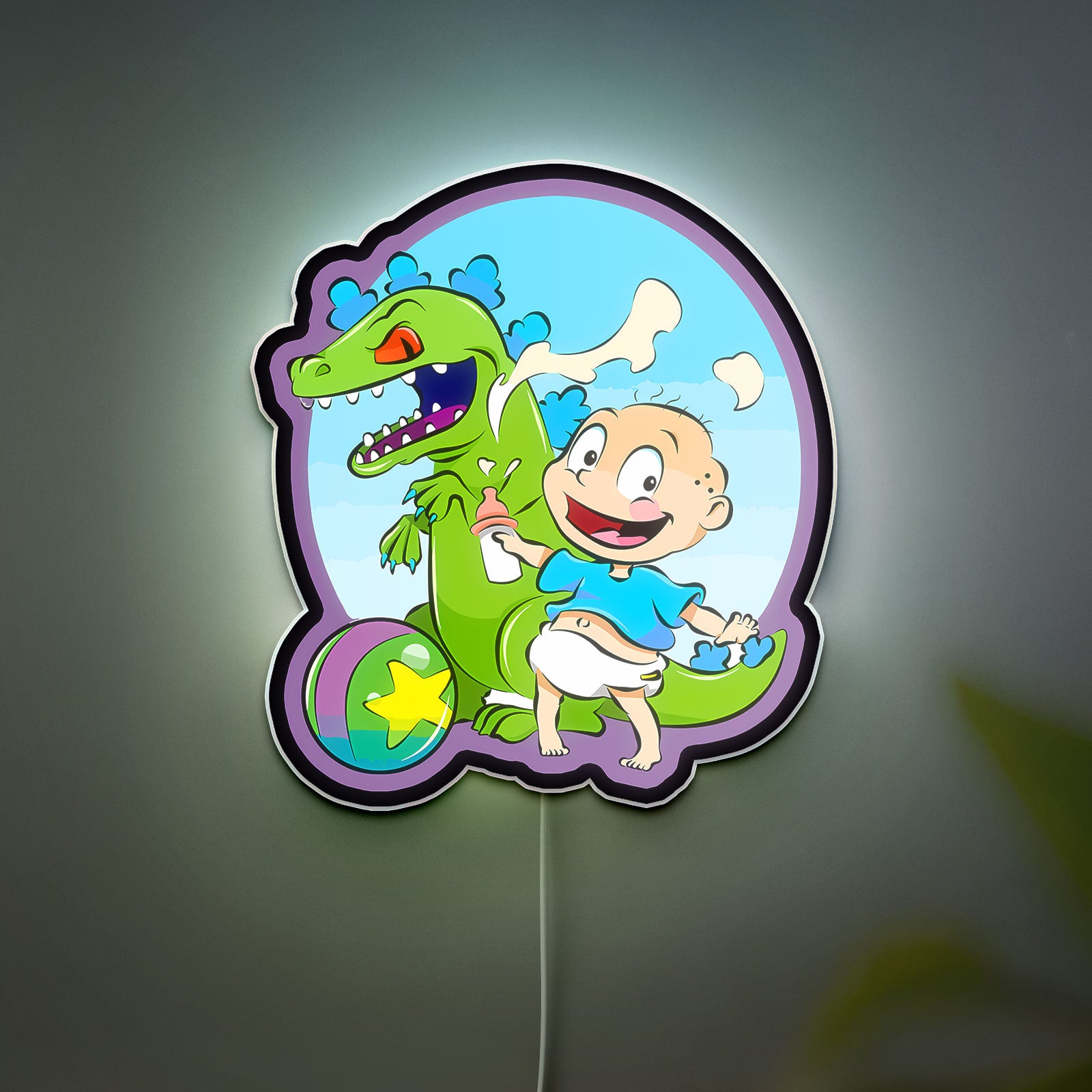 Rugrats Glow Light - 90s Cartoon Night Lamp, Nickelodeon LED Sign, Kids Room Decor with Nostalgic TV Show Characters 