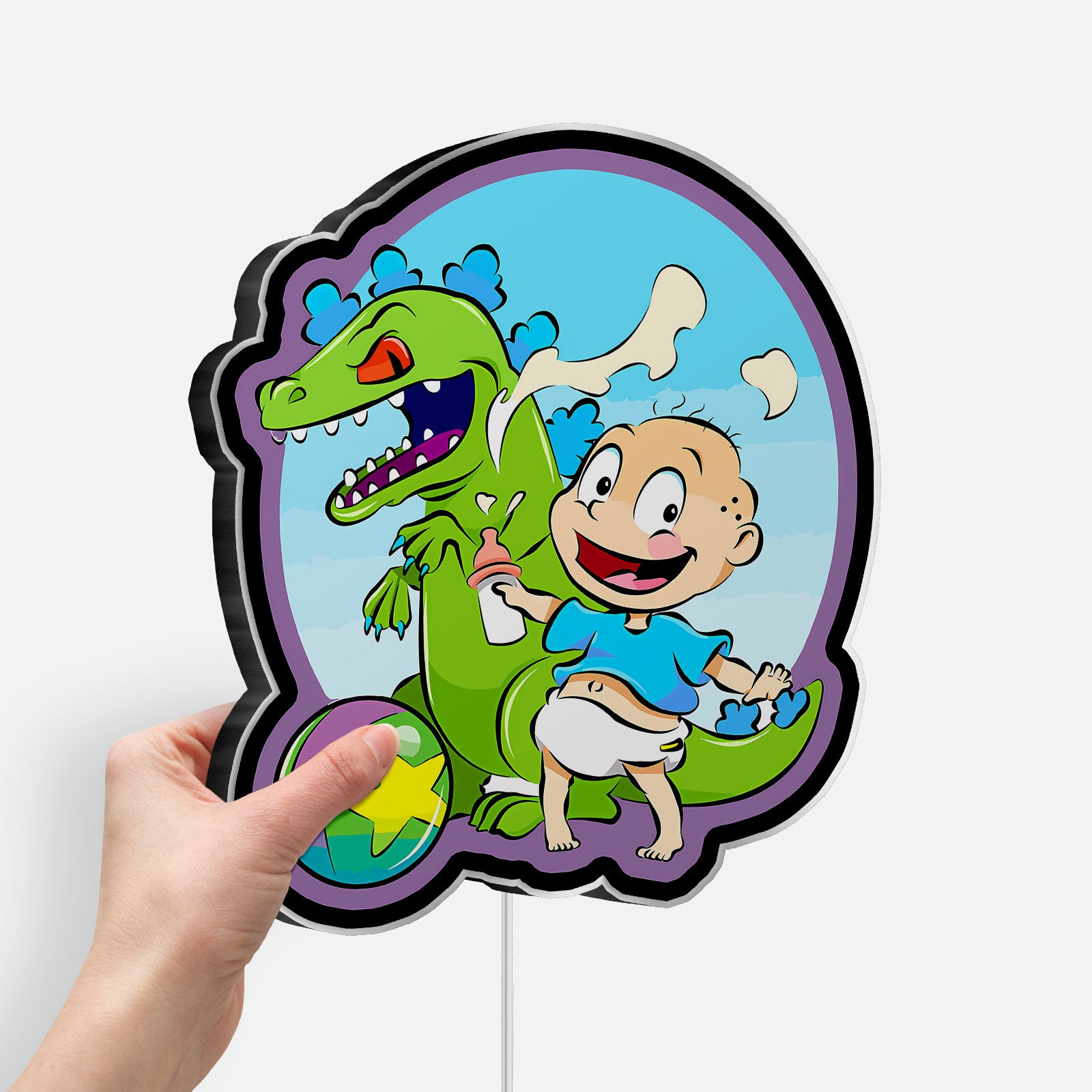 Rugrats Glow Light - 90s Cartoon Night Lamp, Nickelodeon LED Sign, Kids Room Decor with Nostalgic TV Show Characters 