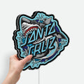 Santa Cruz Shark Glow Sign Light - Skateboard LED Wall Art, Retro Surf Decor with Blue Wave Design
