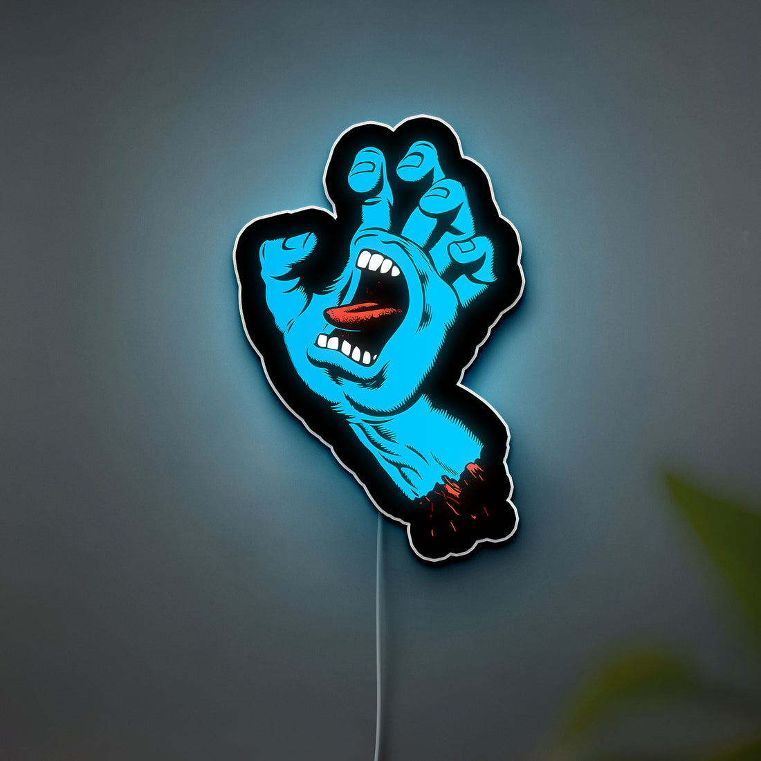 Screaming Hand Glow Light - Retro Skate Art LED Sign, Surf Culture Night Lamp, Edgy Room Decor with Vintage Vibes 
