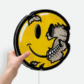 Skull Smiley Face Glow Light - Emo Horror Decor, Nevermind Inspired LED Sign, Alternative Room Night Lamp
