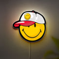Smiley Face LED Light - Retro Backwards Cap Glow Sign, Fun Room Decor, Cheerful Gift with Vibrant Illumination
