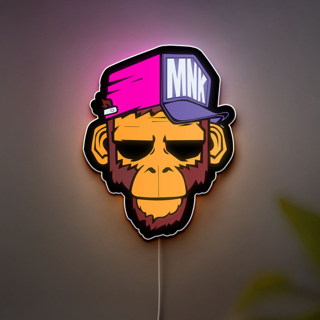 Stylish Monkey Glow Light - Graffiti Art LED Wall Decor, Urban Jungle Night Lamp, Cool Animal Gift
