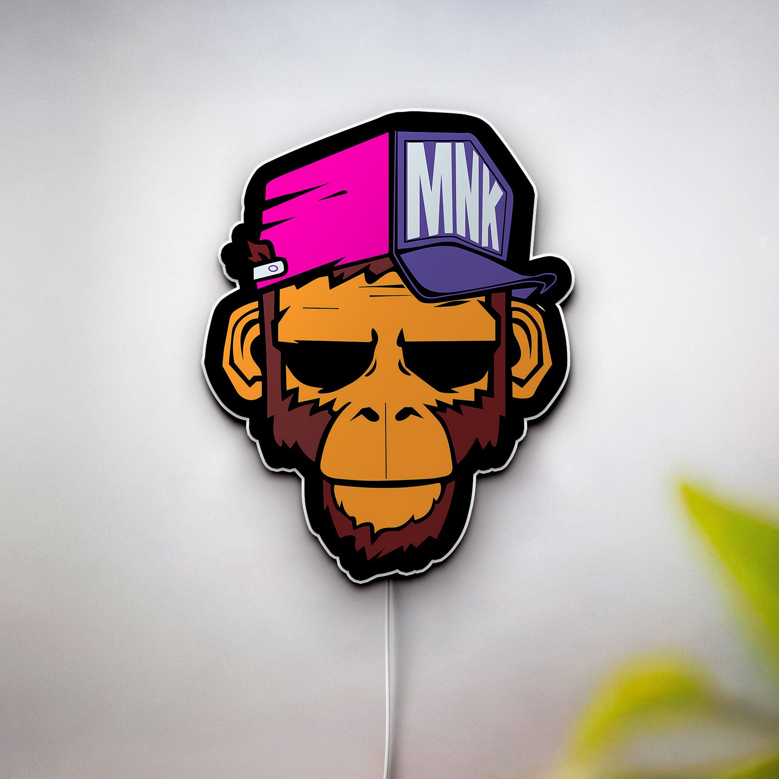 Stylish Monkey Glow Light - Graffiti Art LED Wall Decor, Urban Jungle Night Lamp, Cool Animal Gift
