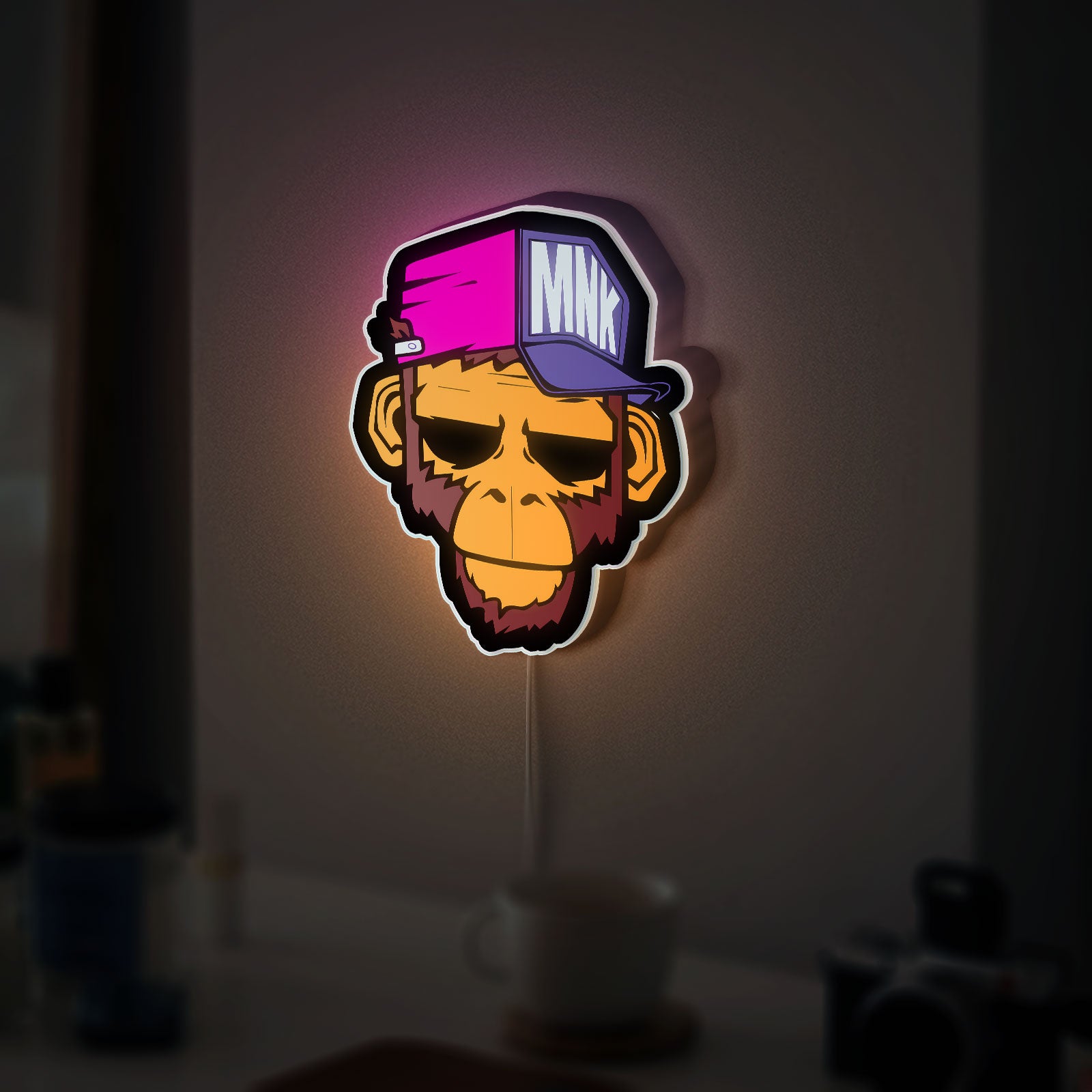 Stylish Monkey Glow Light - Graffiti Art LED Wall Decor, Urban Jungle Night Lamp, Cool Animal Gift
