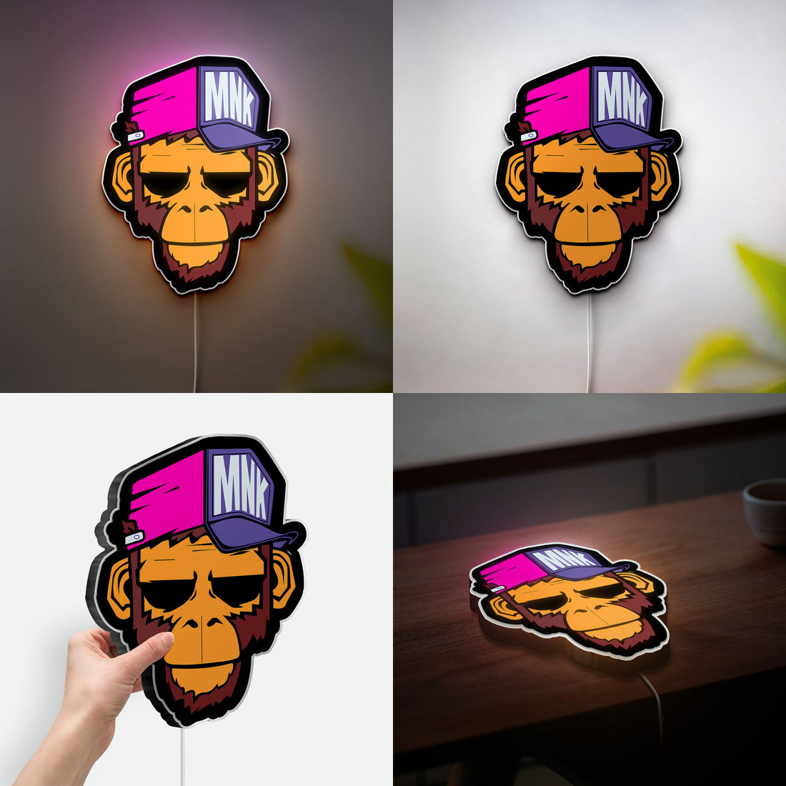 Stylish Monkey Glow Light - Graffiti Art LED Wall Decor, Urban Jungle Night Lamp, Cool Animal Gift
