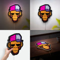 Stylish Monkey Glow Light - Graffiti Art LED Wall Decor, Urban Jungle Night Lamp, Cool Animal Gift
