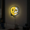 Smiling Skull Glow Light - Happy Halloween Decor, Yellow Bone LED Night Light, Fun Spooky Gift