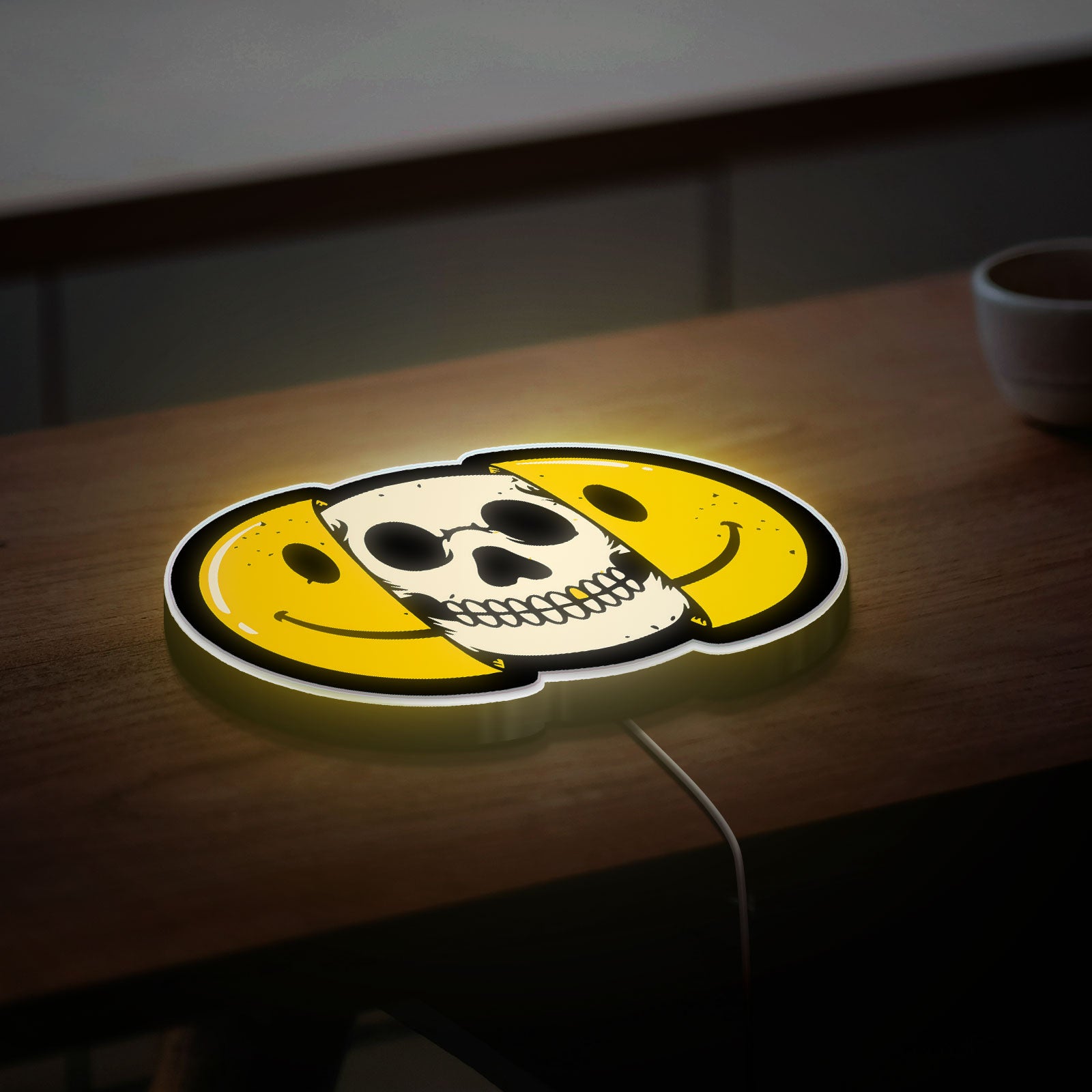 Skull Emoji Glow Light - Cool LED Night Lamp, Edgy Teen Room Decor, Funny Gift for Gamers