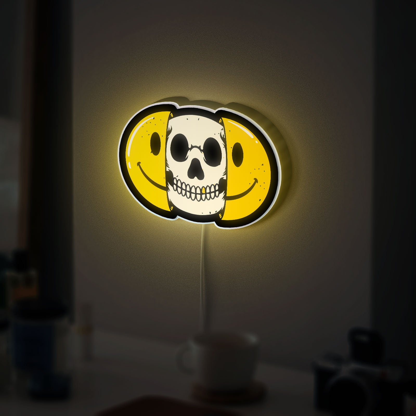 Skull Emoji Glow Light - Cool LED Night Lamp, Edgy Teen Room Decor, Funny Gift for Gamers