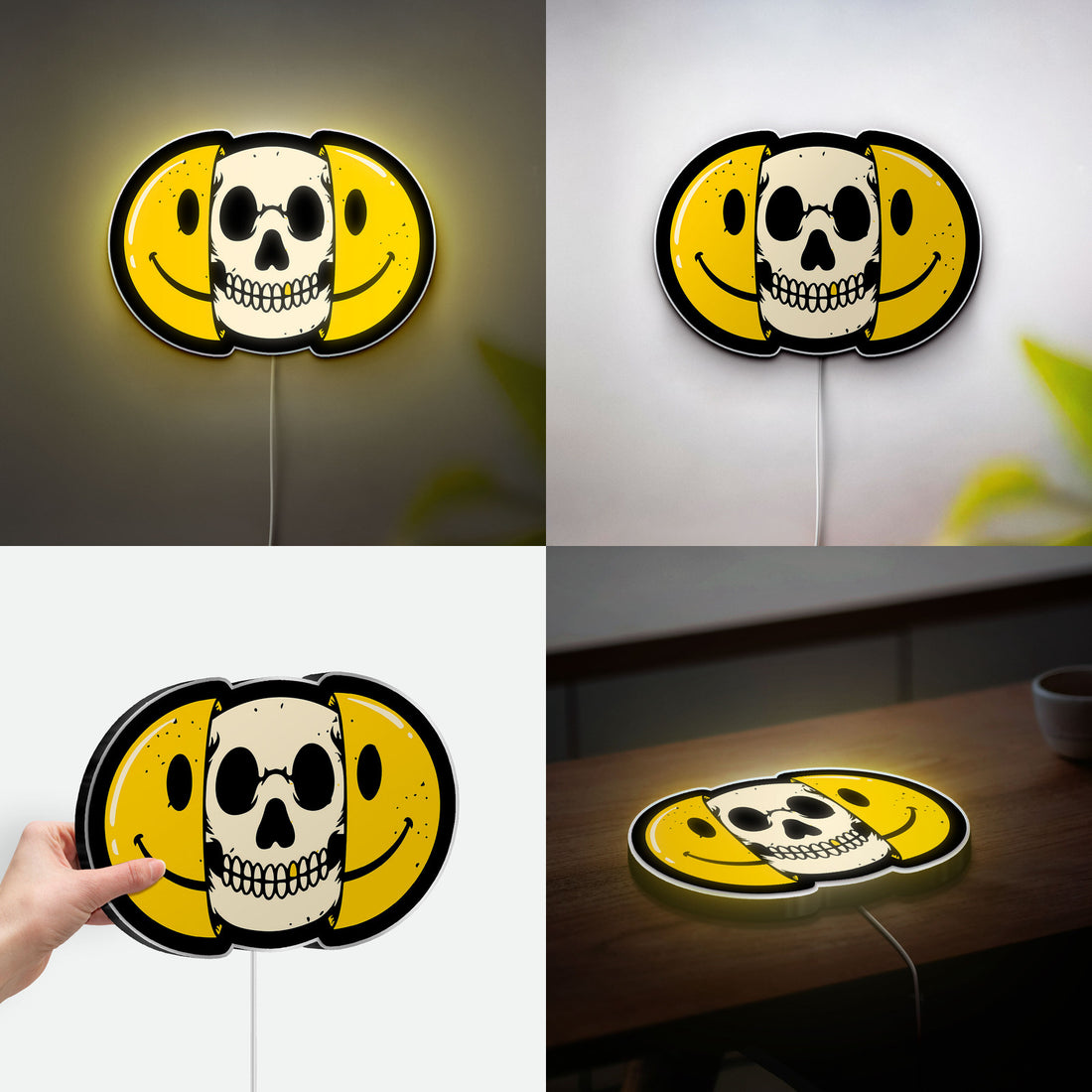 Skull Emoji Glow Light - Cool LED Night Lamp, Edgy Teen Room Decor, Funny Gift for Gamers