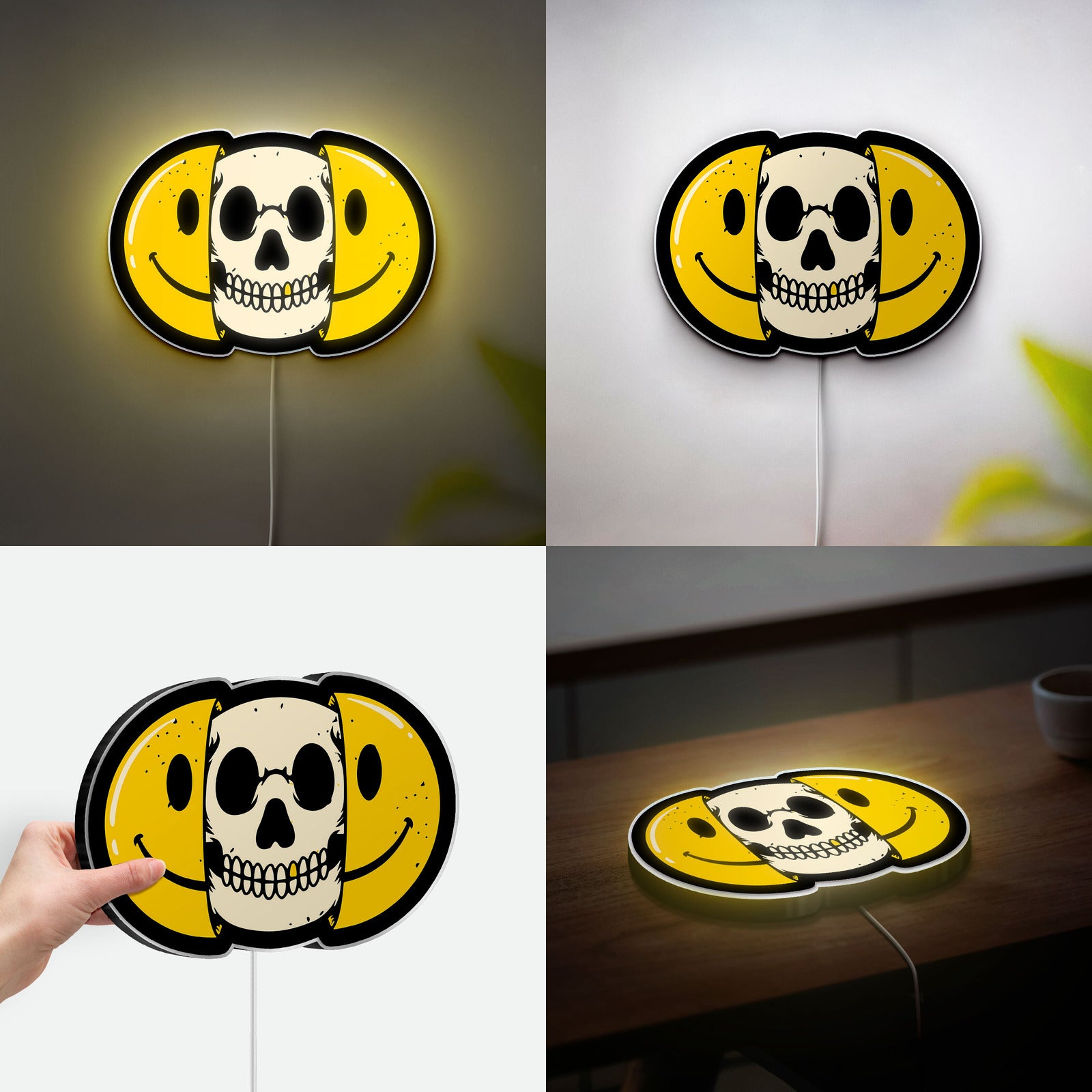 Skull Emoji Glow Light - Cool LED Night Lamp, Edgy Teen Room Decor, Funny Gift for Gamers