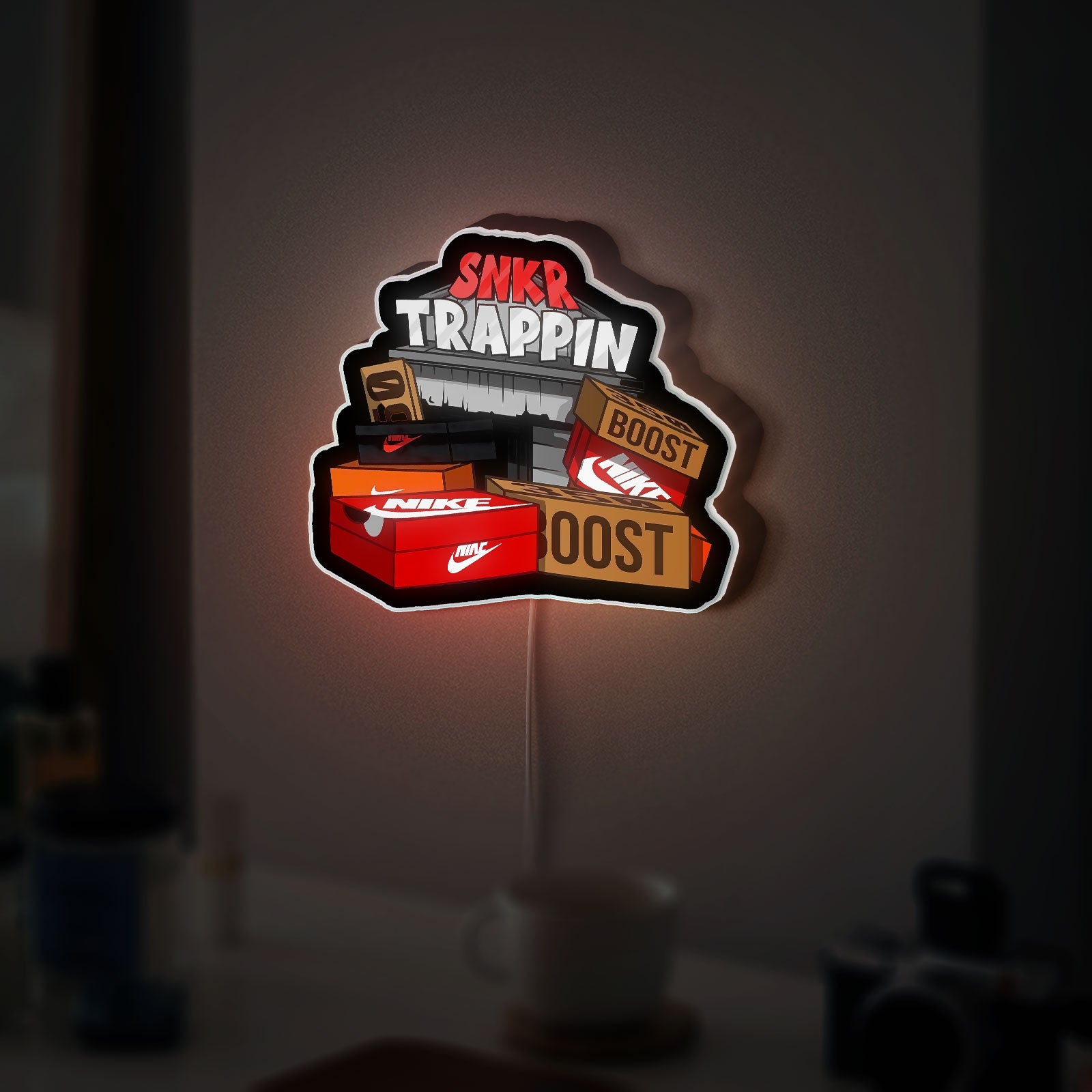 Sneaker Glow Light - LED Sports Decor, Hypebeast Wall Art, Adidas Nike Yeezy Inspired Night Light for Sneakerhead Gifts 