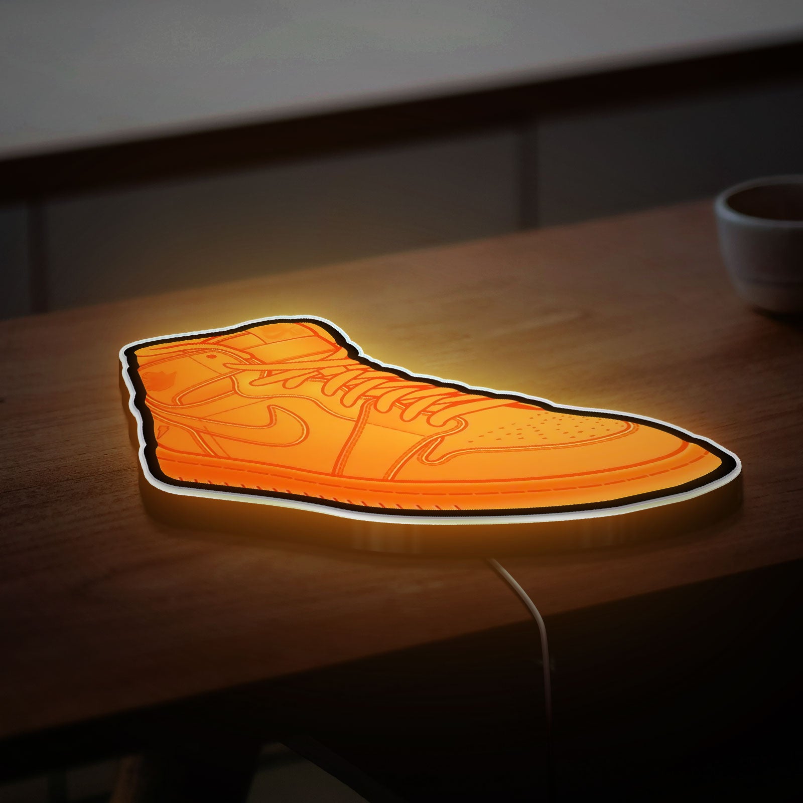 Air Jordan 1 Gatorade Glow Light - Sneaker Art LED Night Light, Basketball Fan Gift, Retro Orange Peel Wall Decor 