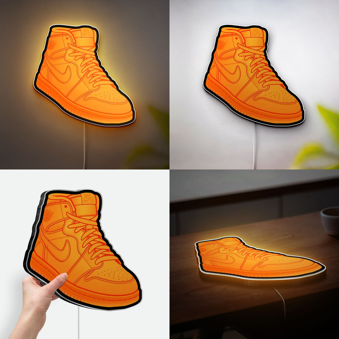 Air Jordan 1 Gatorade Glow Light - Sneaker Art LED Night Light, Basketball Fan Gift, Retro Orange Peel Wall Decor 
