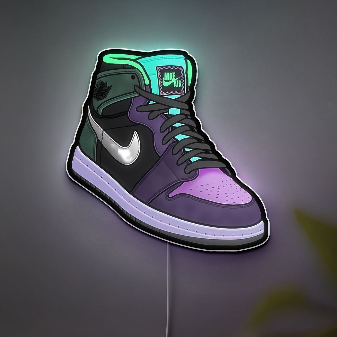 Air Jordan 1 Glow Light - Sneaker LED Night Light, Basketball Fan Gift, Purple Teal Wall Decor