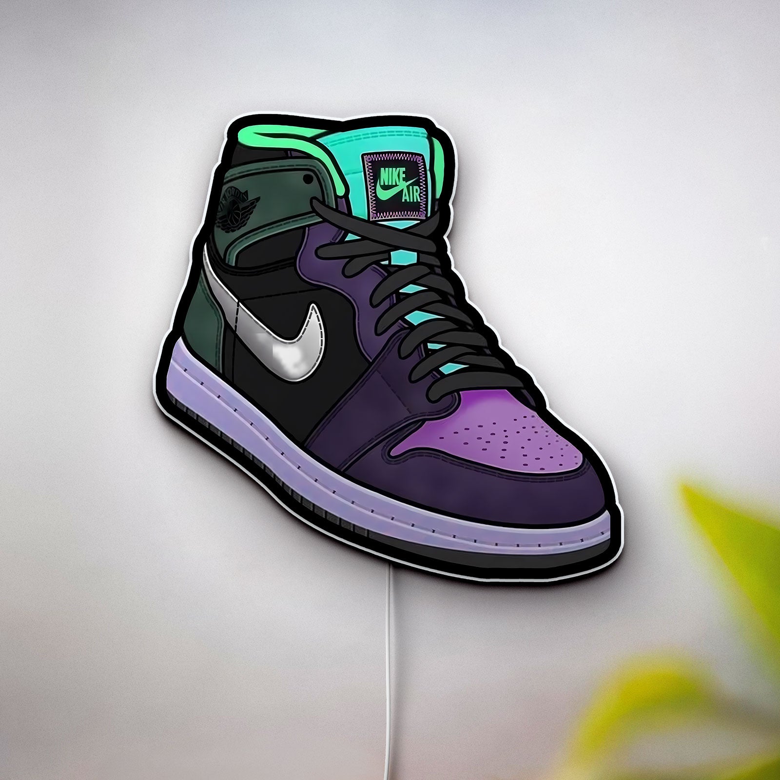 Air Jordan 1 Glow Light - Sneaker LED Night Light, Basketball Fan Gift, Purple Teal Wall Decor
