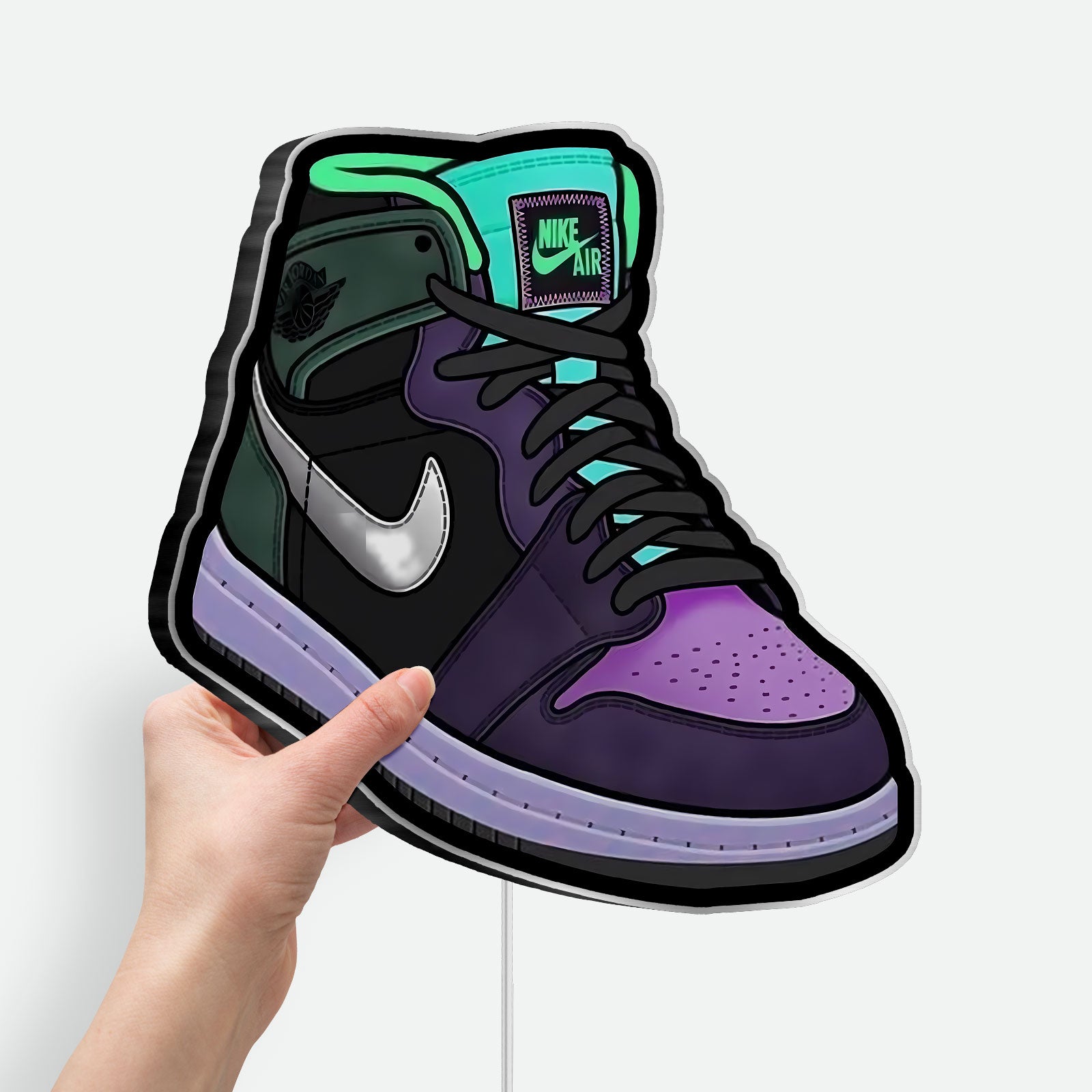 Air Jordan 1 Glow Light - Sneaker LED Night Light, Basketball Fan Gift, Purple Teal Wall Decor