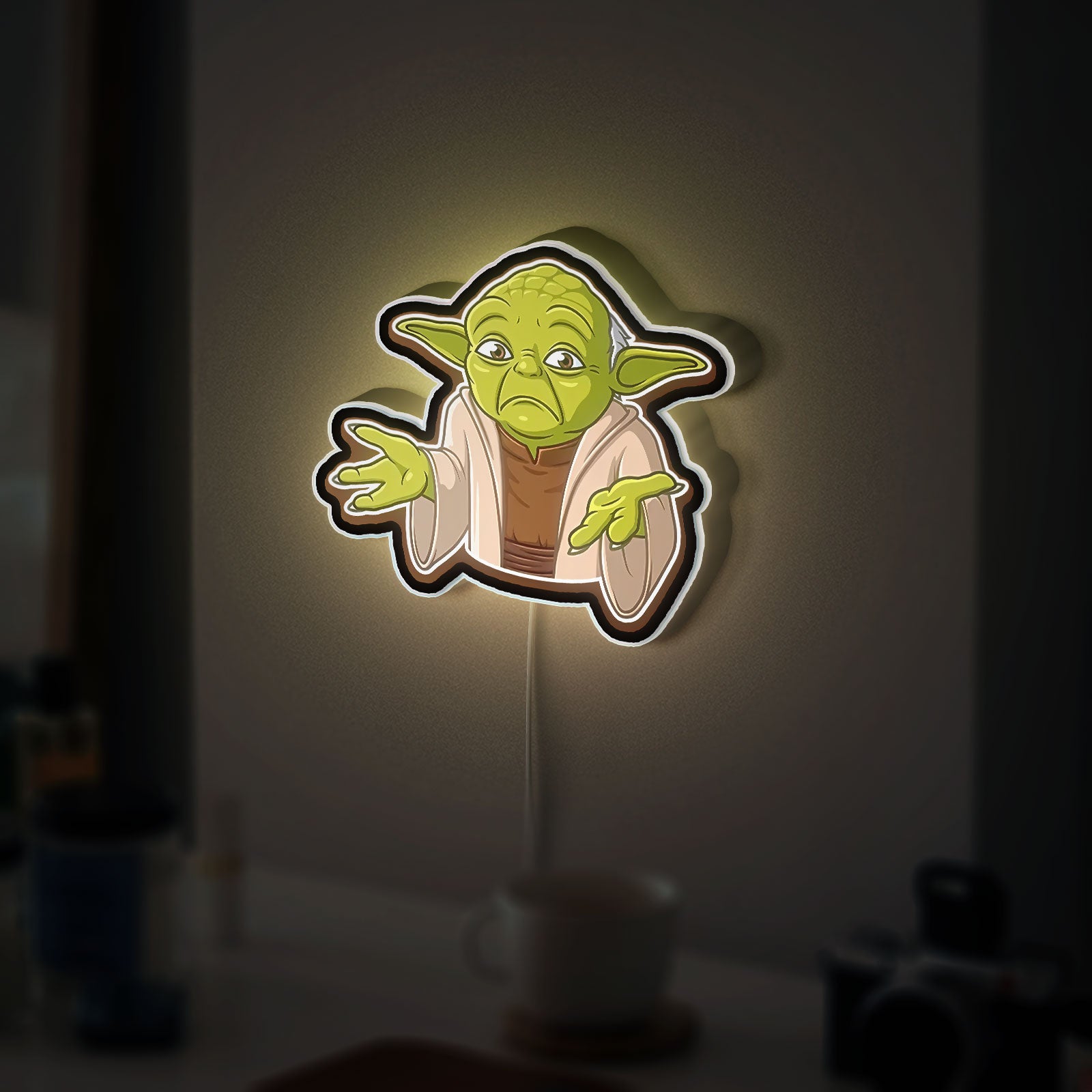 Yoda Glow Light - Star Wars Night Lamp, Jedi Master LED Sign, Sci-Fi Decor with Soft Green Glow
