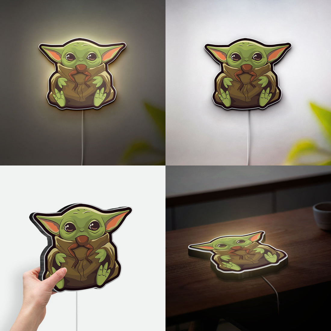 Baby Yoda Night Light - The Mandalorian Glow Lamp, Grogu LED Wall Decor, Star Wars Gift with Soft Glow
