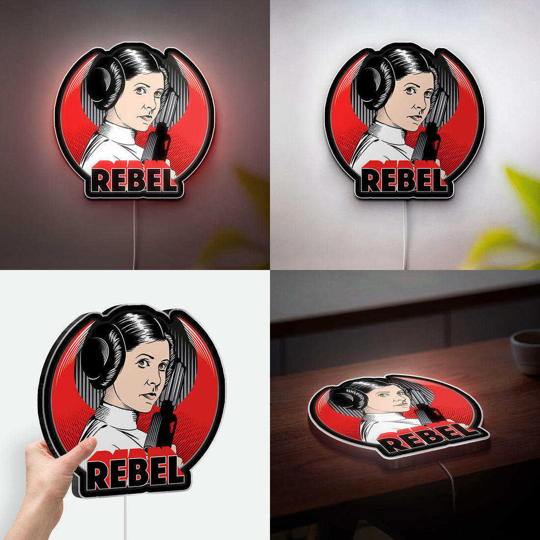 Star Wars Glow Light - Princess Leia Rebel LED Night Lamp, Vintage Sci-Fi Wall Decor, Perfect Gift for Star Wars Fans 