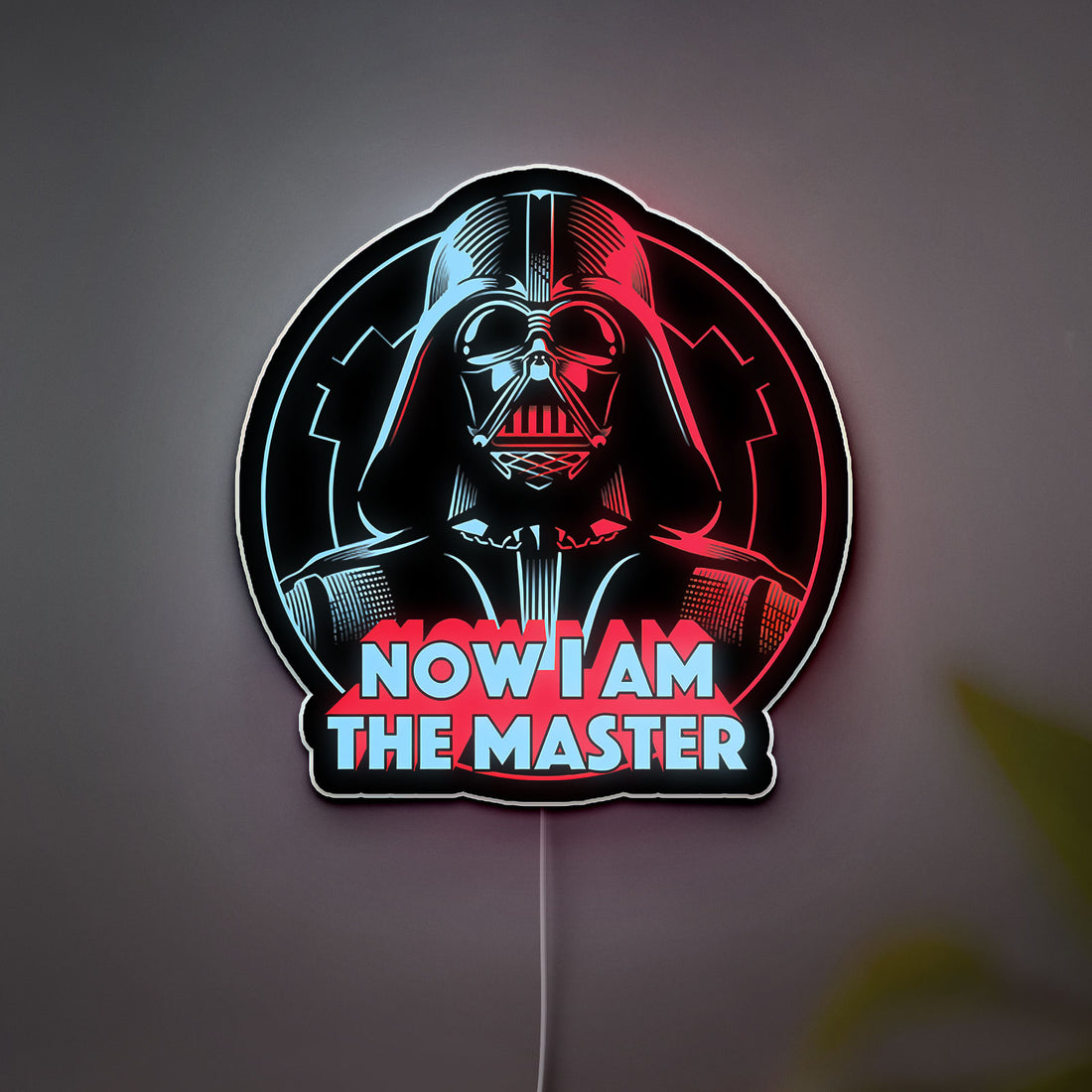 Darth Vader Glow Light - Star Wars Wall Decor, NOW I AM THE MASTER LED Sign, Galactic Empire Night Lamp for Fans 