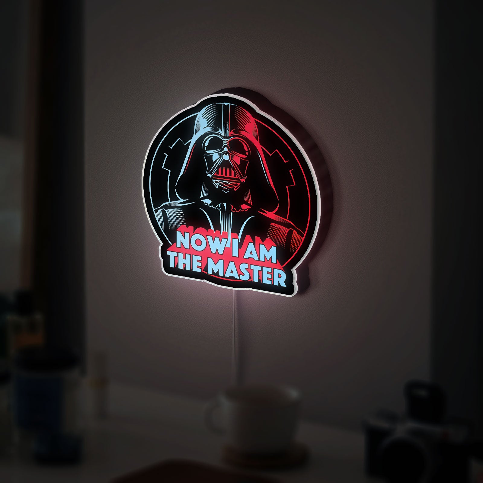 Darth Vader Glow Light - Star Wars Wall Decor, NOW I AM THE MASTER LED Sign, Galactic Empire Night Lamp for Fans 