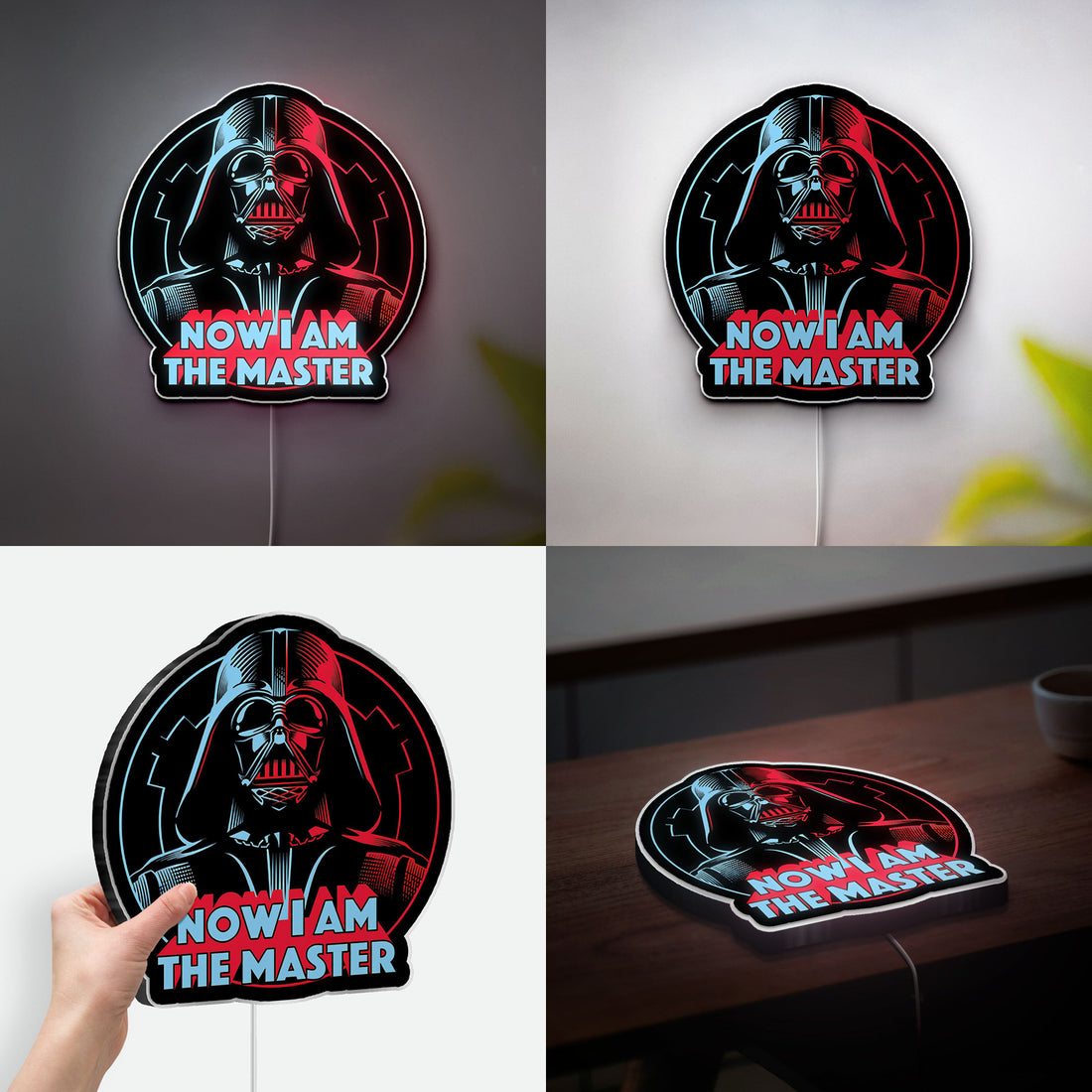 Darth Vader Glow Light - Star Wars Wall Decor, NOW I AM THE MASTER LED Sign, Galactic Empire Night Lamp for Fans 