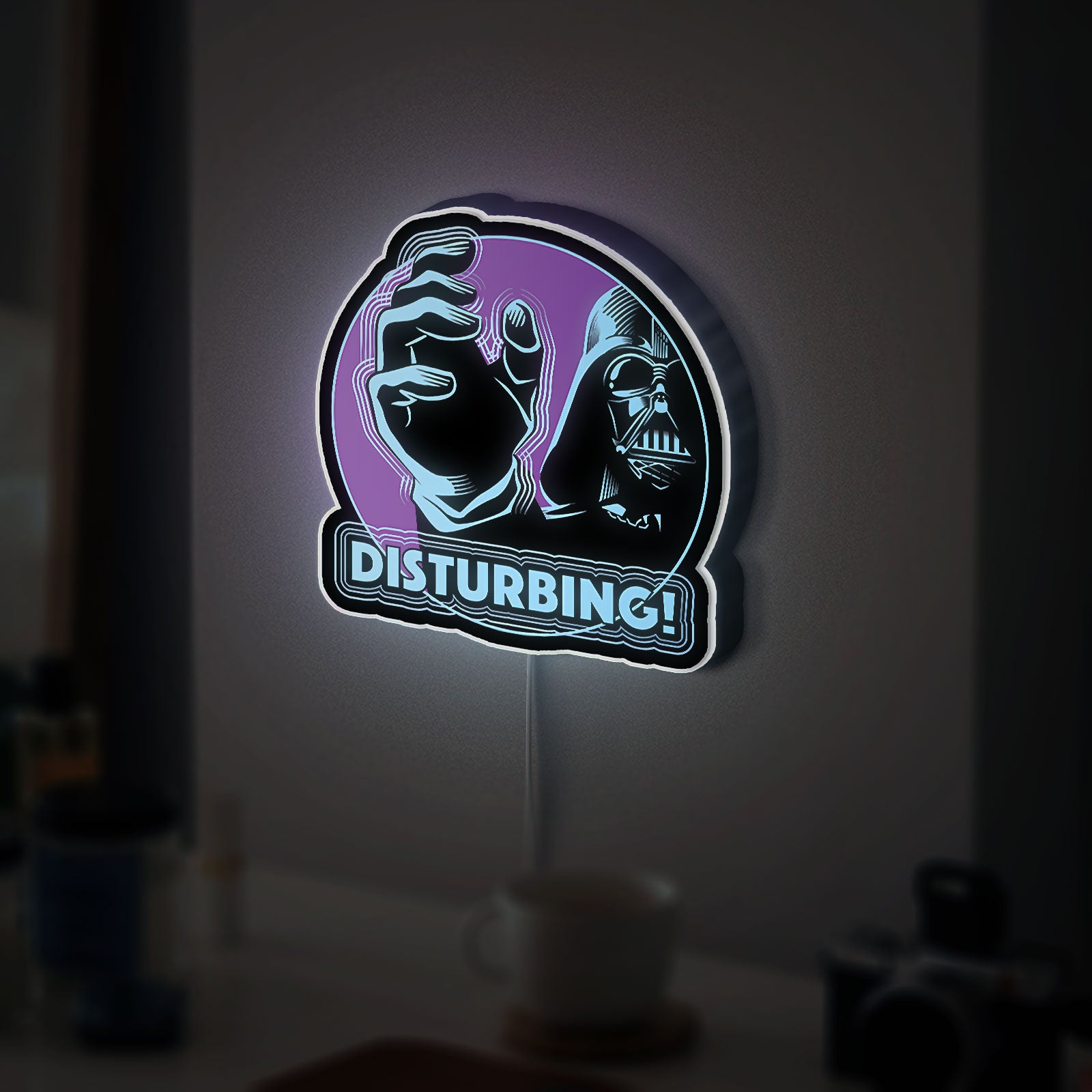 Star Wars Glow Light - Darth Vader LED Night Lamp, Mandalorian Wall Decor with Iconic Quotes, Gift for Fans 
