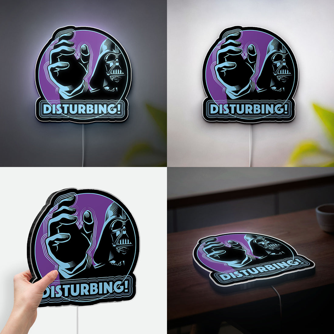 Star Wars Glow Light - Darth Vader LED Night Lamp, Mandalorian Wall Decor with Iconic Quotes, Gift for Fans 
