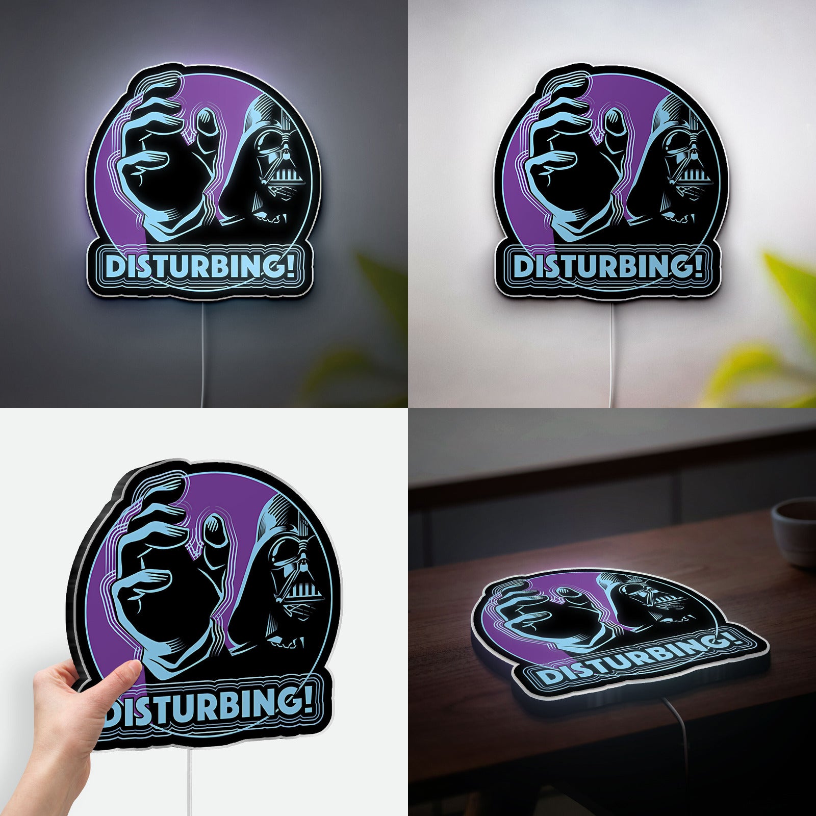 Star Wars Glow Light - Darth Vader LED Night Lamp, Mandalorian Wall Decor with Iconic Quotes, Gift for Fans 