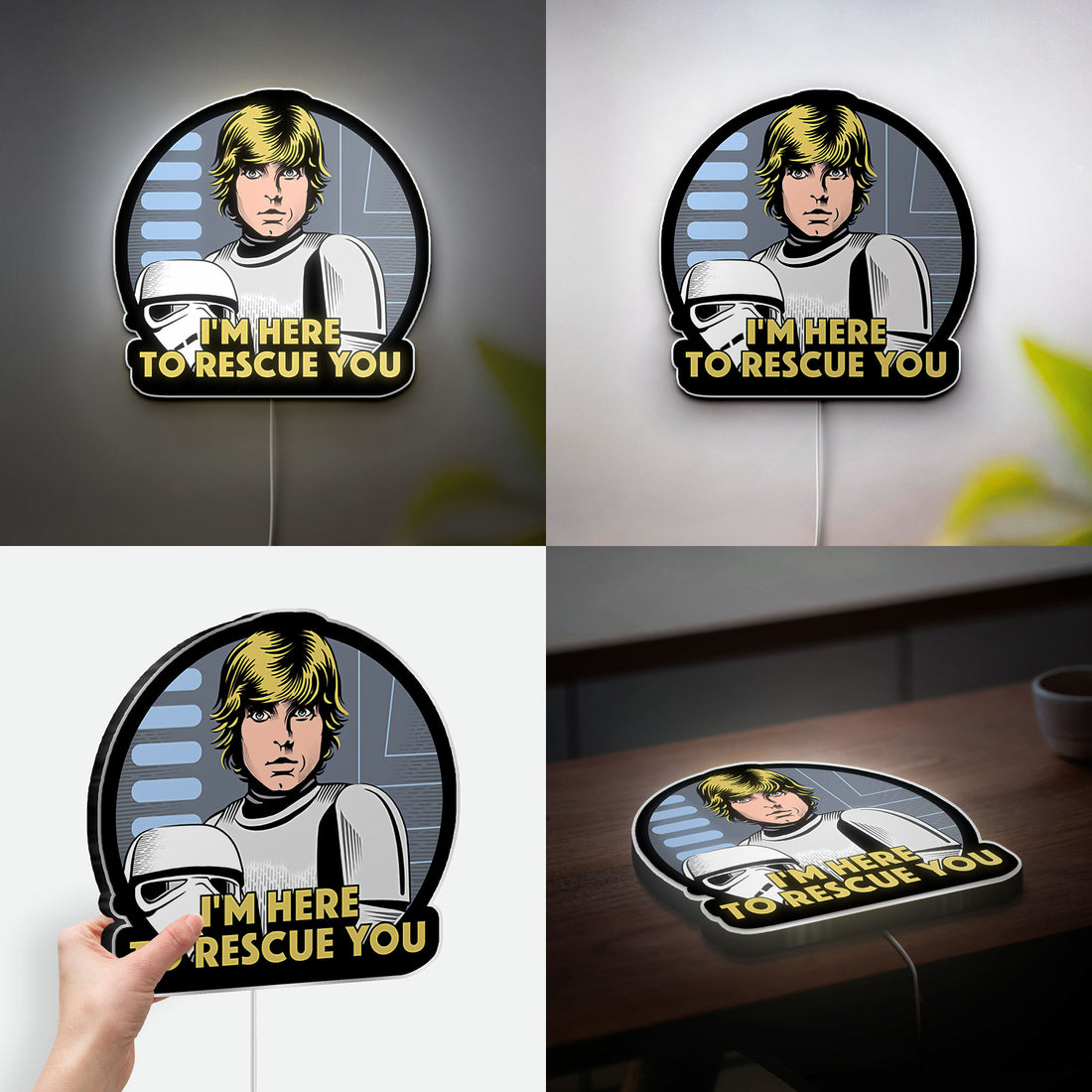 Star Wars Glow Light - Jedi LED Night Lamp, Poe Dameron Inspired Wall Decor, Sci-Fi Movie Fan Gift
