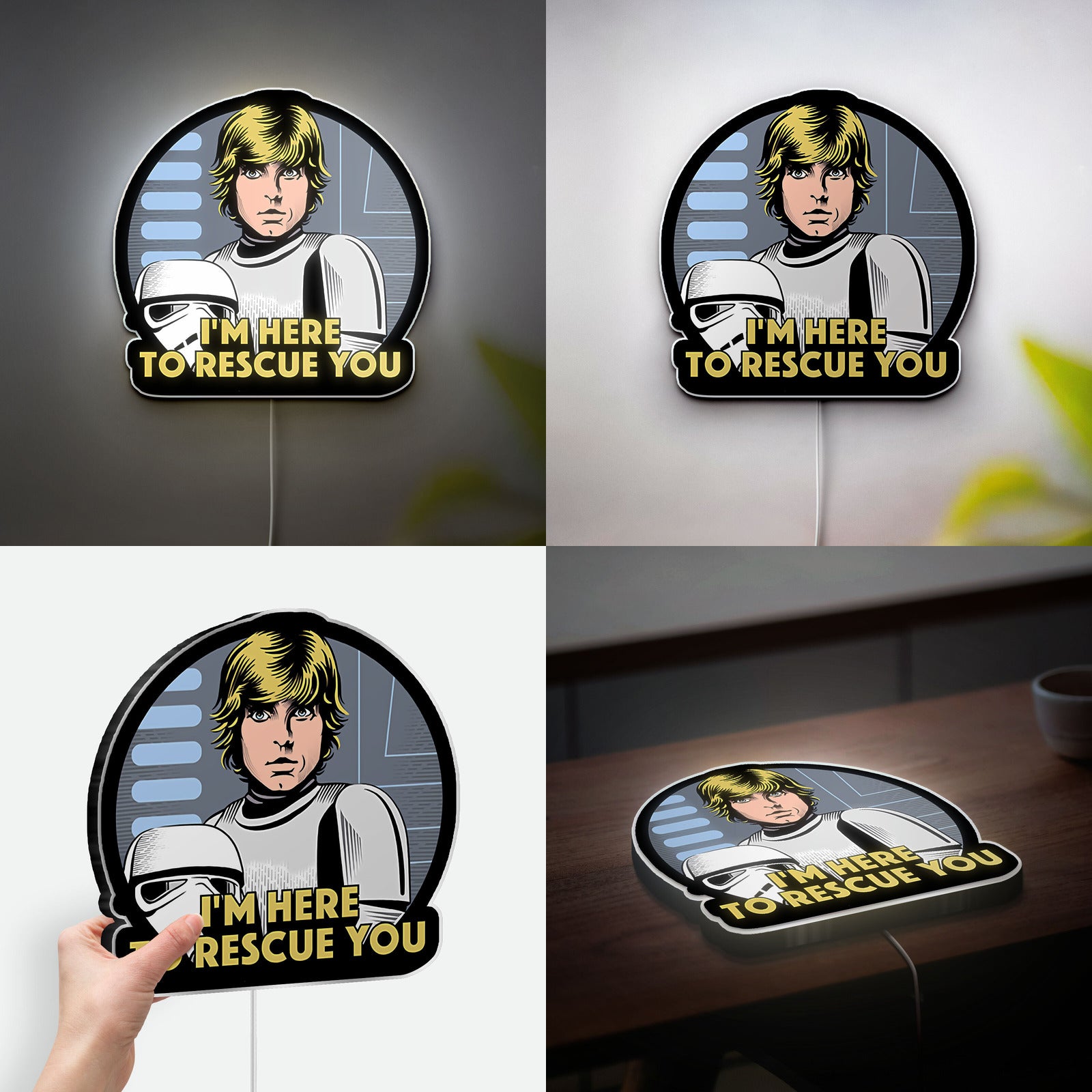Star Wars Glow Light - Jedi LED Night Lamp, Poe Dameron Inspired Wall Decor, Sci-Fi Movie Fan Gift