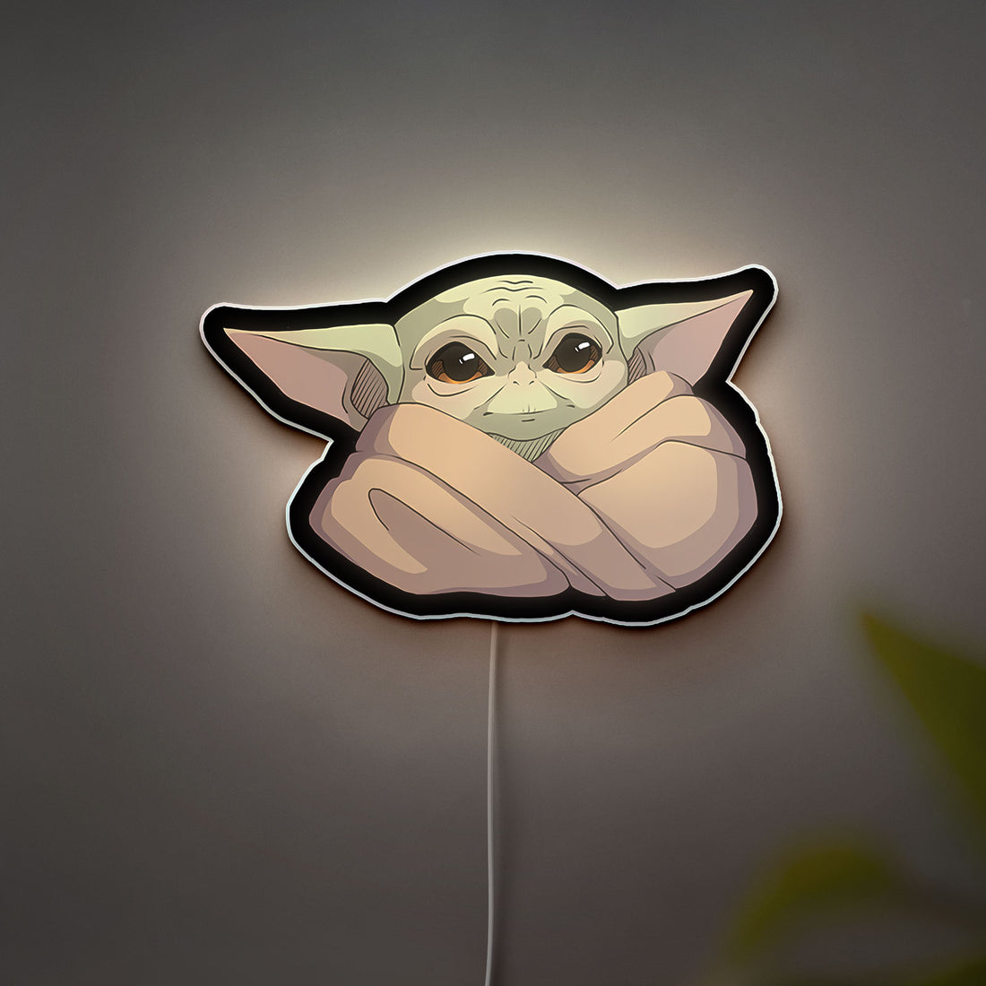 Star Wars Glow Light - Mandalorian Themed Night Lamp, Grogu LED Wall Decor, Sci-Fi Gift for Fans with Soft Glow Effect 