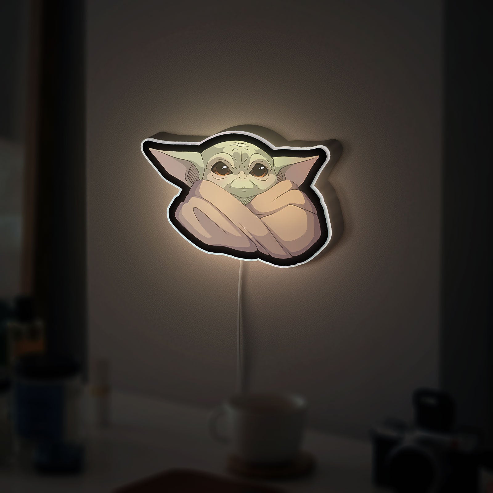 Star Wars Glow Light - Mandalorian Themed Night Lamp, Grogu LED Wall Decor, Sci-Fi Gift for Fans with Soft Glow Effect 