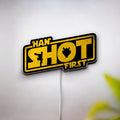 Han Shot First Glow Sign Light - Star Wars Inspired LED Wall Art, Sci-Fi Movie Decor, Gift for Fans
