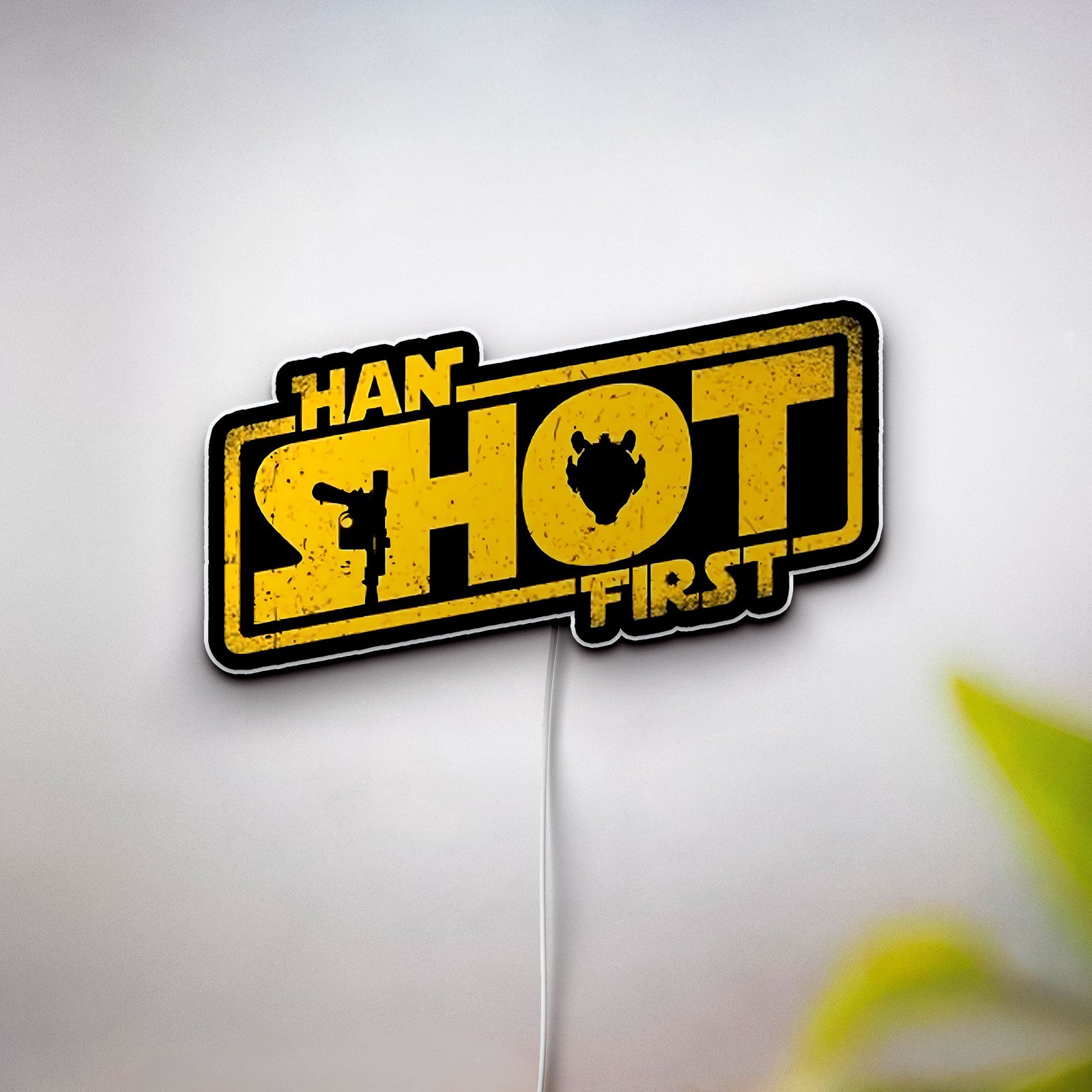 Han Shot First Glow Sign Light - Star Wars Inspired LED Wall Art, Sci-Fi Movie Decor, Gift for Fans

