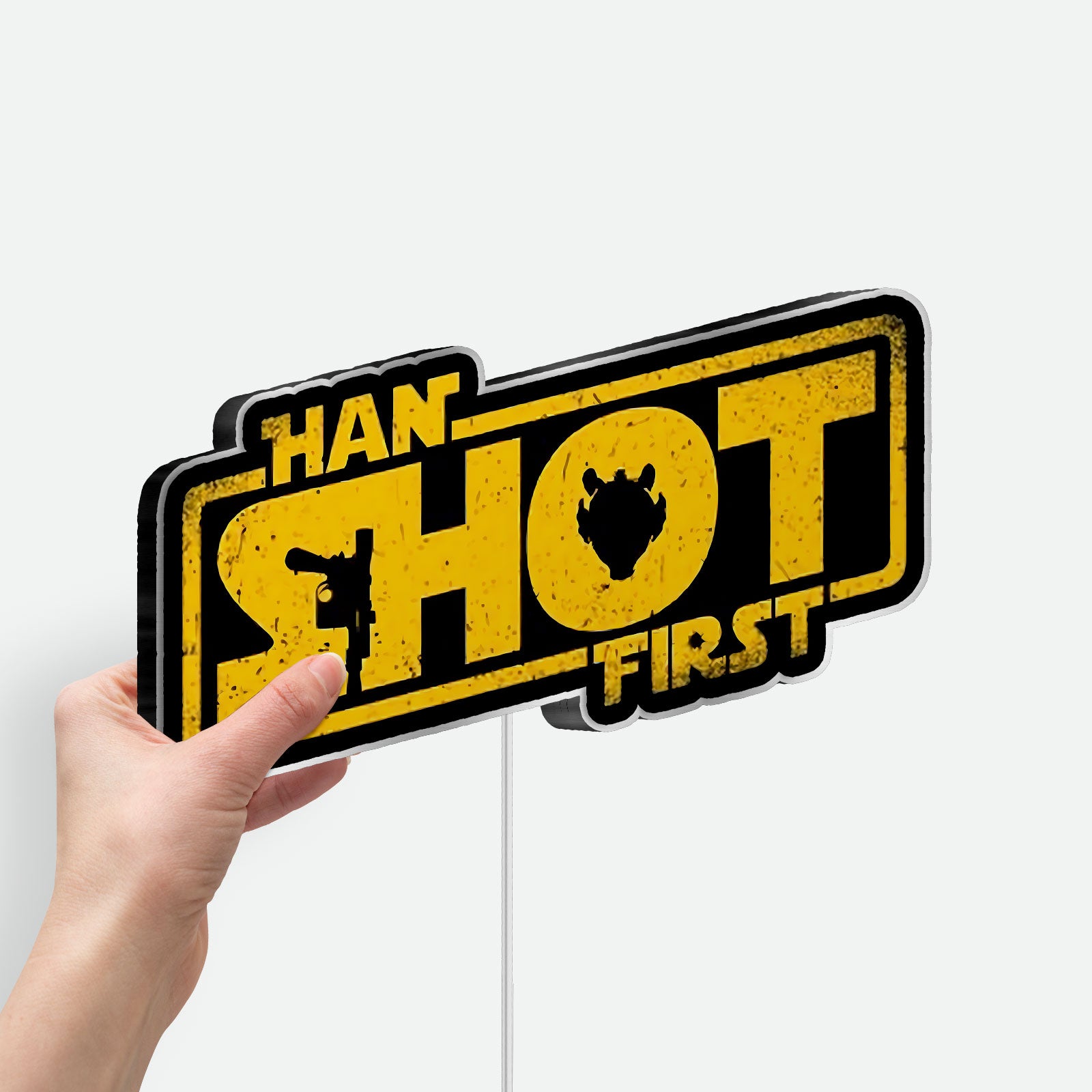 Han Shot First Glow Sign Light - Star Wars Inspired LED Wall Art, Sci-Fi Movie Decor, Gift for Fans
