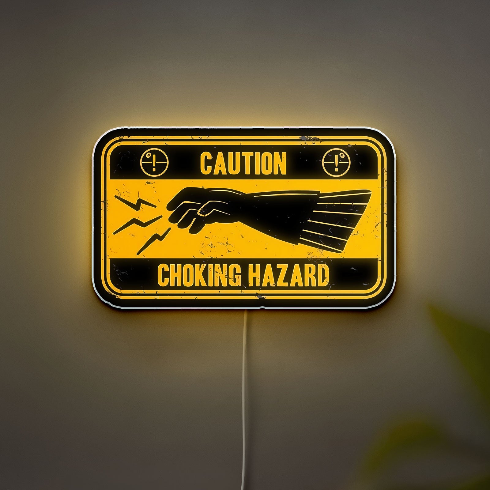 Choking Hazard Glow Sign - Humorous Warning LED Light, Sarcastic Home Decor, Funny Safety-Themed Night Lamp 