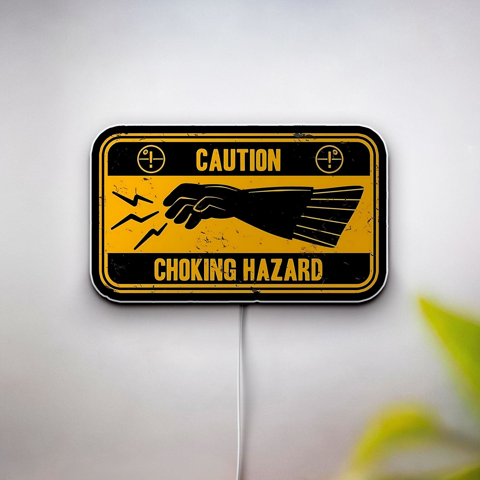 Choking Hazard Glow Sign - Humorous Warning LED Light, Sarcastic Home Decor, Funny Safety-Themed Night Lamp 