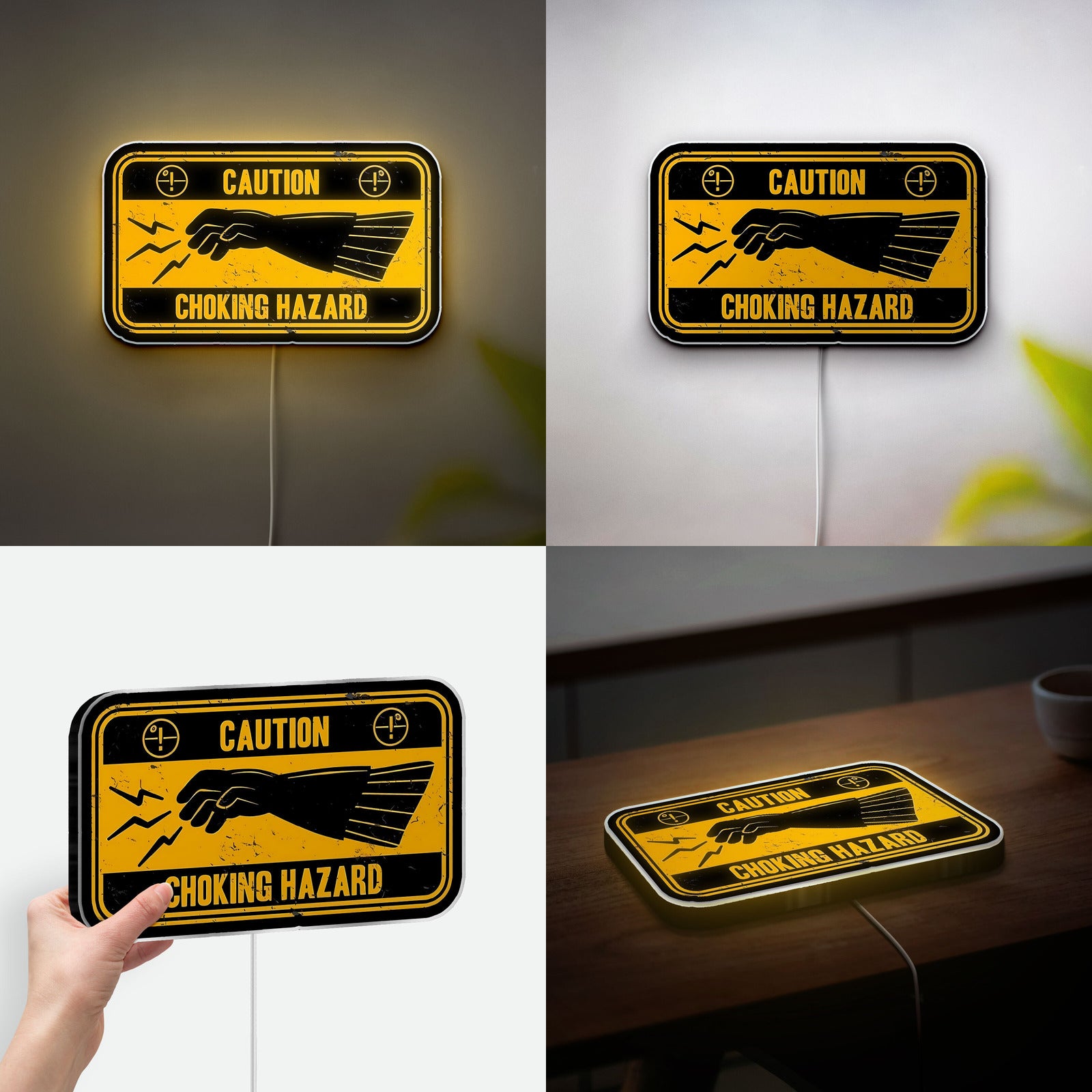 Choking Hazard Glow Sign - Humorous Warning LED Light, Sarcastic Home Decor, Funny Safety-Themed Night Lamp 