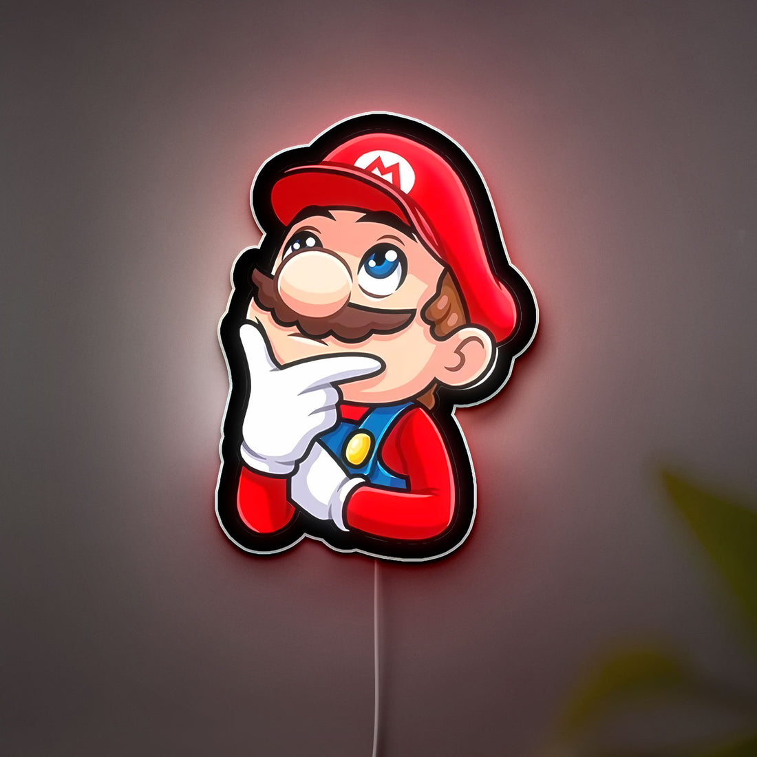Super Mario Glow Light - Retro Gaming Night Lamp, Nintendo LED Wall Decor, Thoughtful Philosopher Mario Collectible Gift 