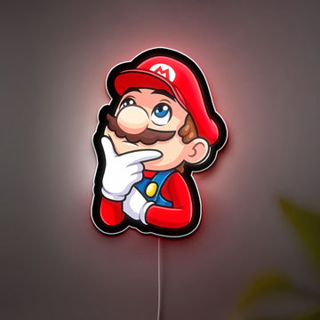Super Mario Glow Light - Retro Gaming Night Lamp, Nintendo LED Wall Decor, Thoughtful Philosopher Mario Collectible Gift 
