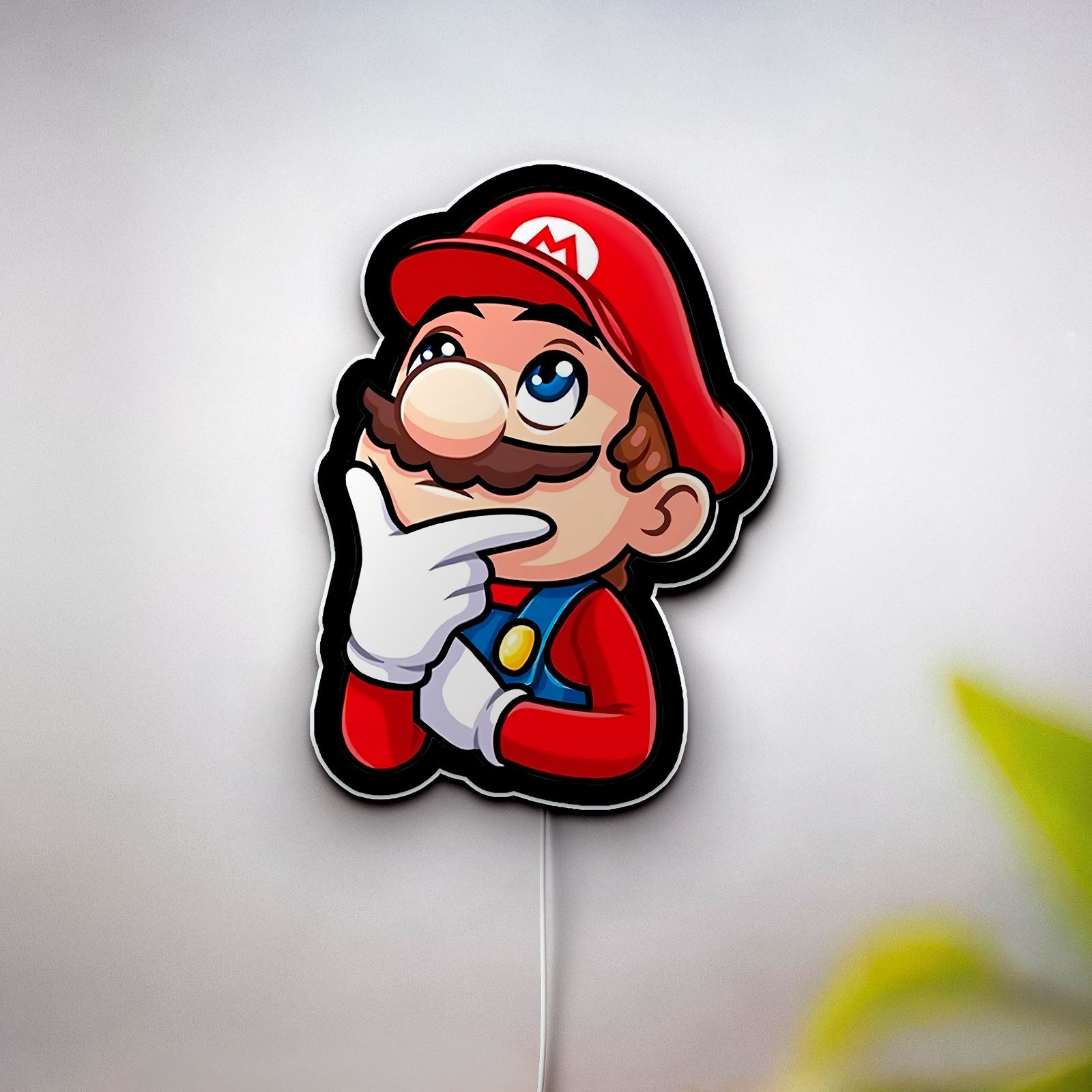 Super Mario Glow Light - Retro Gaming Night Lamp, Nintendo LED Wall Decor, Thoughtful Philosopher Mario Collectible Gift 