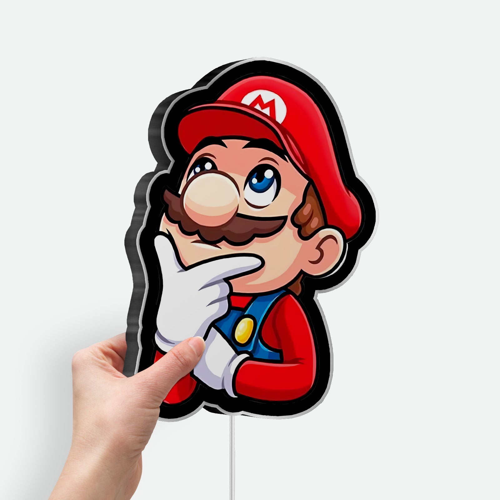 Super Mario Glow Light - Retro Gaming Night Lamp, Nintendo LED Wall Decor, Thoughtful Philosopher Mario Collectible Gift 
