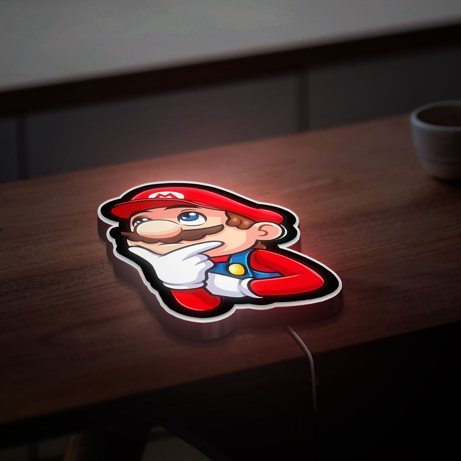 Super Mario Glow Light - Retro Gaming Night Lamp, Nintendo LED Wall Decor, Thoughtful Philosopher Mario Collectible Gift 