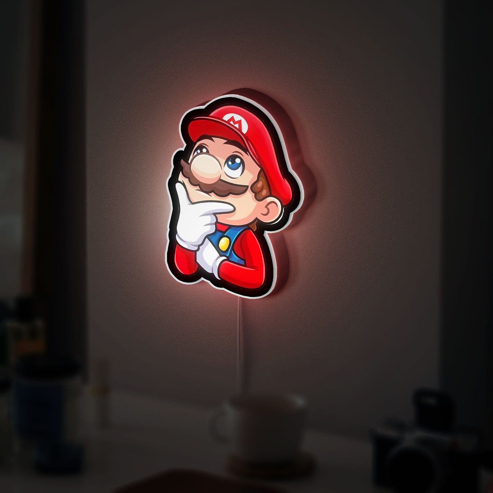 Super Mario Glow Light - Retro Gaming Night Lamp, Nintendo LED Wall Decor, Thoughtful Philosopher Mario Collectible Gift 