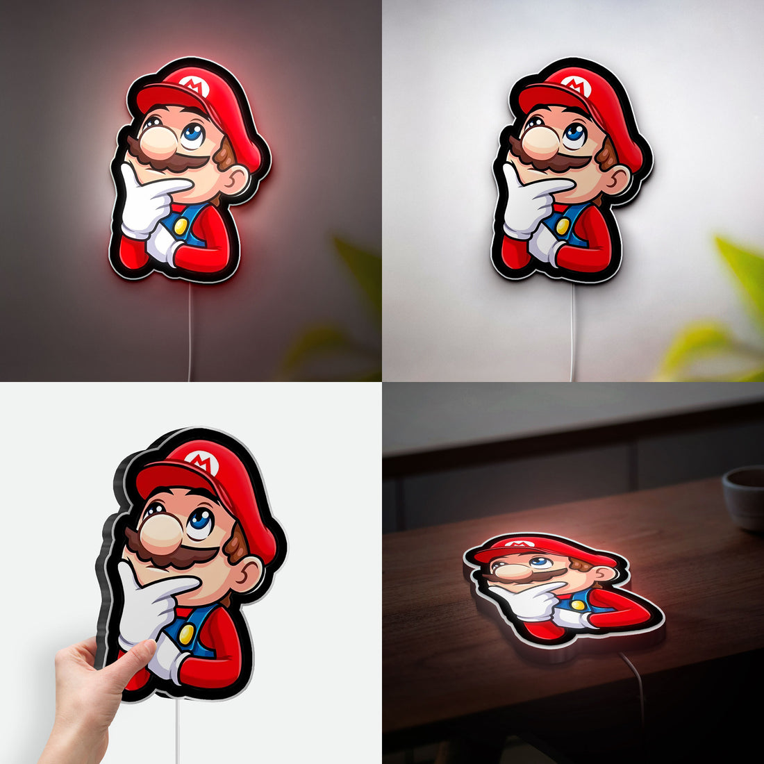 Super Mario Glow Light - Retro Gaming Night Lamp, Nintendo LED Wall Decor, Thoughtful Philosopher Mario Collectible Gift 